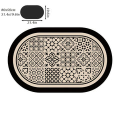 Geometric Oval Bath Rug Soft Non Slip Quick Dry Mat