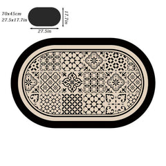 Geometric Oval Bath Rug Soft Non Slip Quick Dry Mat