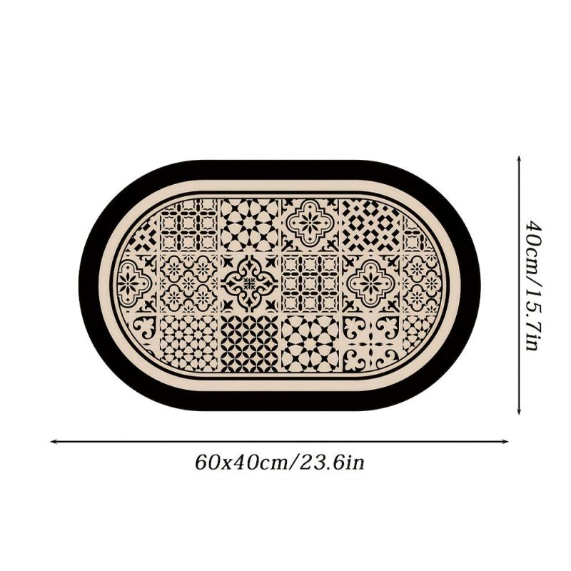 Geometric Oval Bath Rug Soft Non Slip Quick Dry Mat
