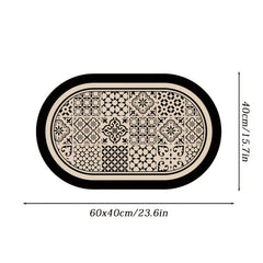 Geometric Oval Bath Rug Soft Non Slip Quick Dry Mat