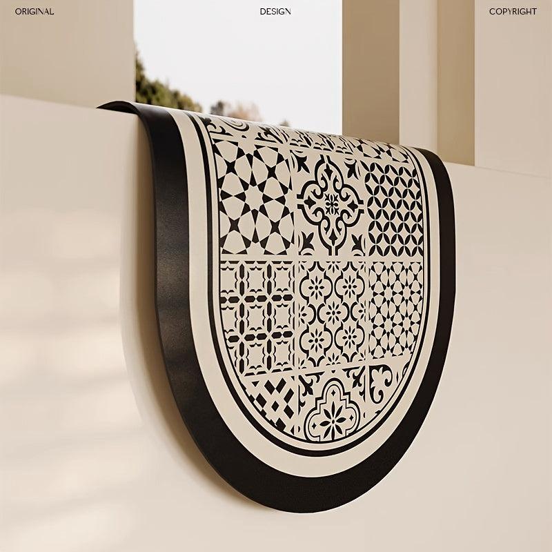 Geometric Oval Bath Rug Soft Non Slip Quick Dry Mat