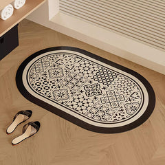 Geometric Oval Bath Rug Soft Non Slip Quick Dry Mat