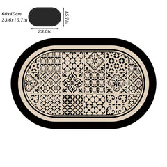 Geometric Oval Bath Rug Soft Non Slip Quick Dry Mat