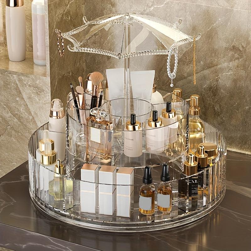 360 Rotating Cosmetic Storage Box Large Capacity Makeup Display Case