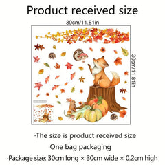 Autumn Maple Leaf Pumpkin Squirrel Toilet Sticker Bathroom Decor