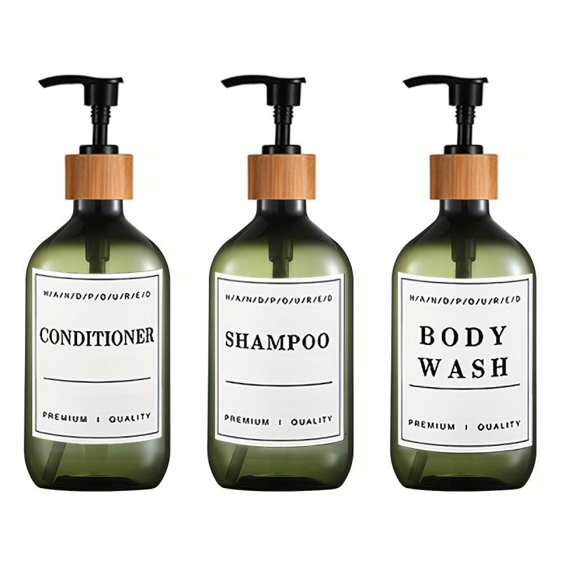 3pcs Soap Dispenser Set Countertop Lotion Press Bottle with Waterproof Labels