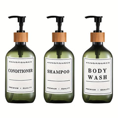 3pcs Soap Dispenser Set Countertop Lotion Press Bottle with Waterproof Labels
