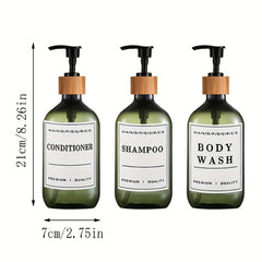 3pcs Soap Dispenser Set Countertop Lotion Press Bottle with Waterproof Labels