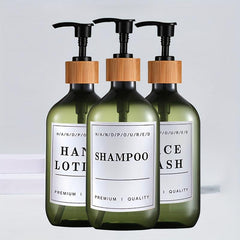 3pcs Soap Dispenser Set Countertop Lotion Press Bottle with Waterproof Labels