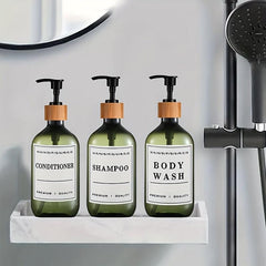 3pcs Soap Dispenser Set Countertop Lotion Press Bottle with Waterproof Labels