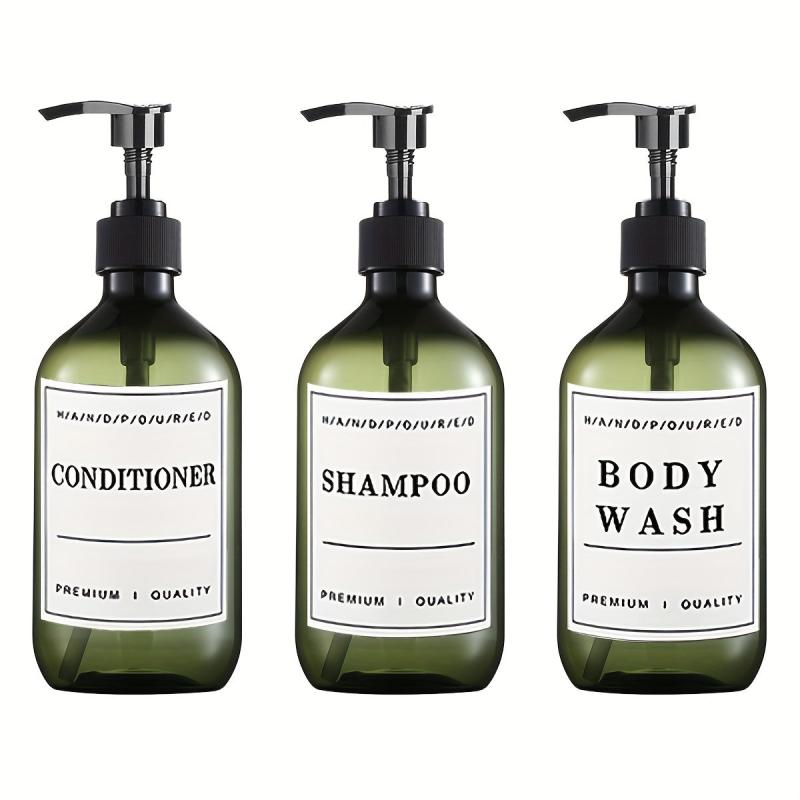 3pcs Soap Dispenser Set Countertop Lotion Press Bottle with Waterproof Labels