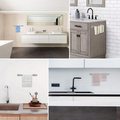Self Adhesive Towel Rack with Towel Hooks Stainless Steel Bathroom Hardware