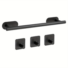 Self Adhesive Towel Rack with Towel Hooks Stainless Steel Bathroom Hardware
