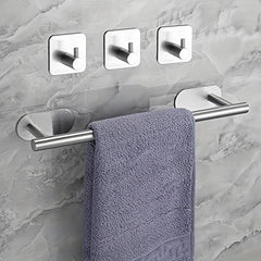 Self Adhesive Towel Rack with Towel Hooks Stainless Steel Bathroom Hardware