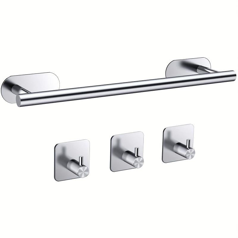 Self Adhesive Towel Rack with Towel Hooks Stainless Steel Bathroom Hardware