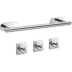 Self Adhesive Towel Rack with Towel Hooks Stainless Steel Bathroom Hardware