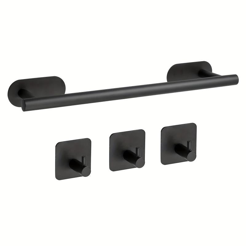 Self Adhesive Towel Rack with Towel Hooks Stainless Steel Bathroom Hardware