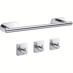 Self Adhesive Towel Rack with Towel Hooks Stainless Steel Bathroom Hardware
