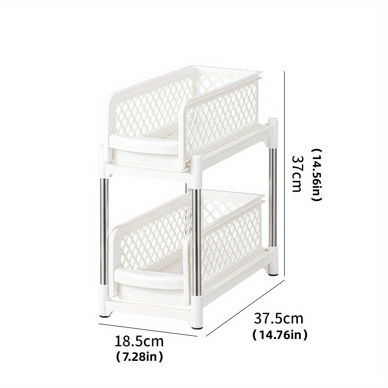 2 Tier Sliding Cabinet Basket Storage Rack