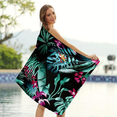 Plants Pattern XL Beach Towel Quick Dry Water Absorbent 59x29