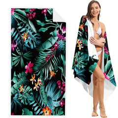 Plants Pattern XL Beach Towel Quick Dry Water Absorbent 59x29