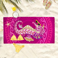 Soft Stylish Absorbent Pink Sea Horse Printed Beach Towel