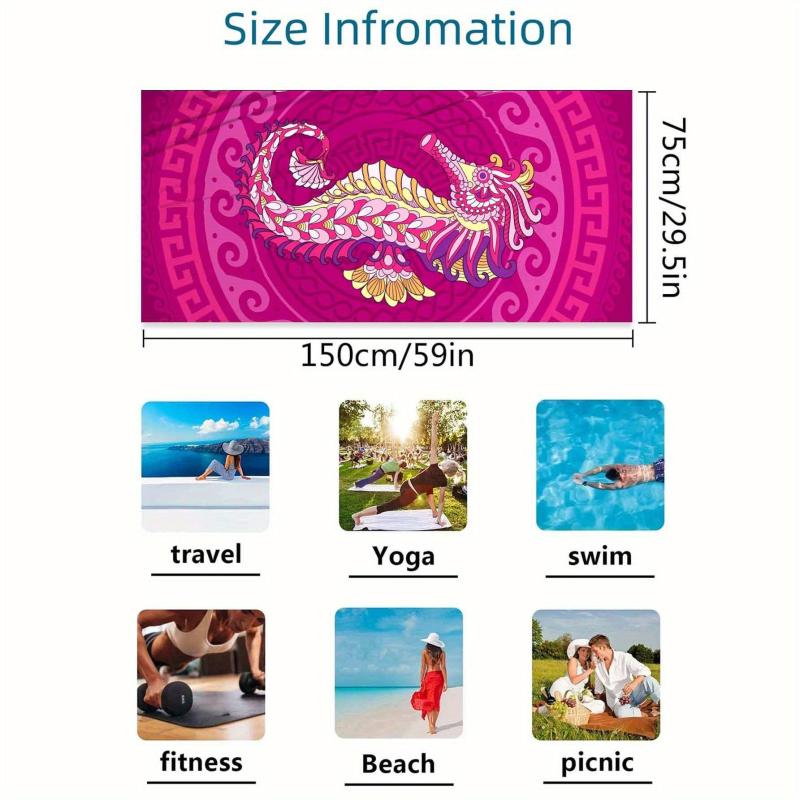 Soft Stylish Absorbent Pink Sea Horse Printed Beach Towel