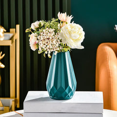 Plastic Flower Vase with Textured Detail for Home Decor