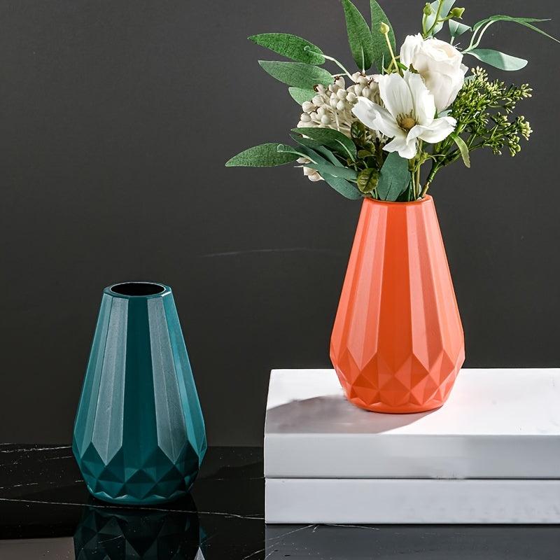 Plastic Flower Vase with Textured Detail for Home Decor
