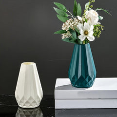 Plastic Flower Vase with Textured Detail for Home Decor