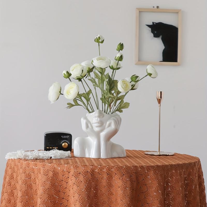 Female Head Vase Resin Modern Vase for Home Decor