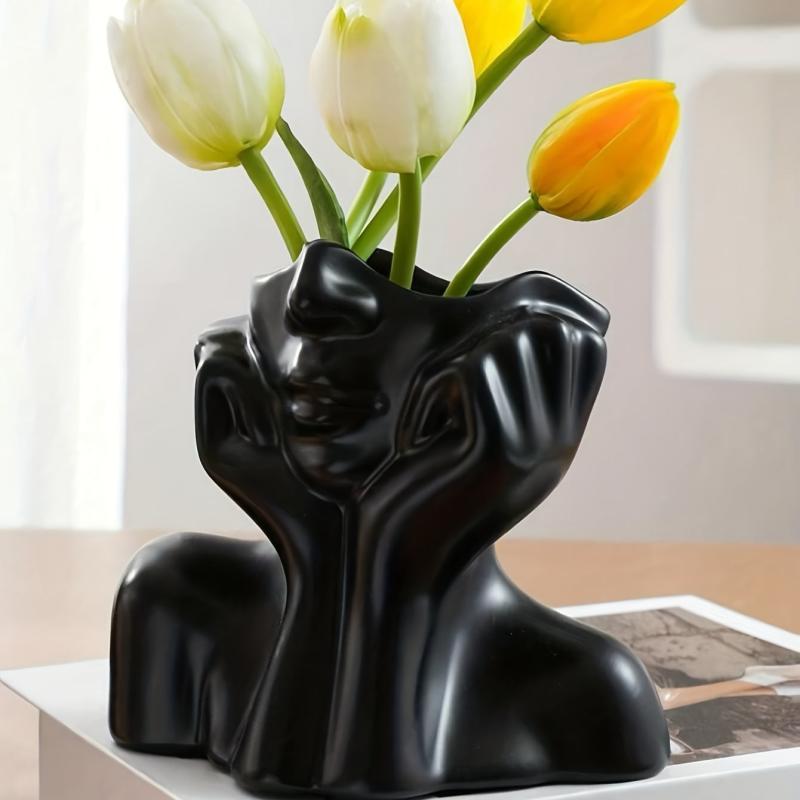 Female Head Vase Resin Modern Vase for Home Decor
