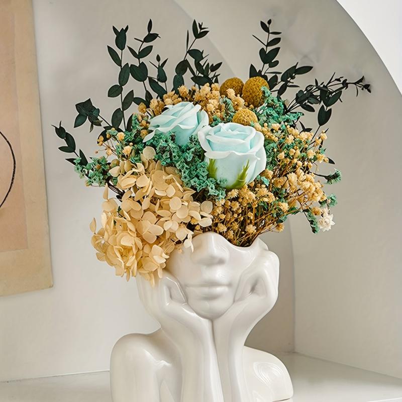Female Head Vase Resin Modern Vase for Home Decor