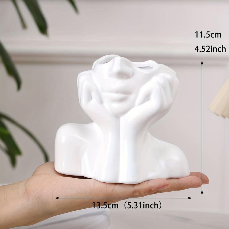 Female Head Vase Resin Modern Vase for Home Decor