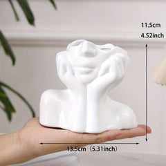 Female Head Vase Resin Modern Vase for Home Decor