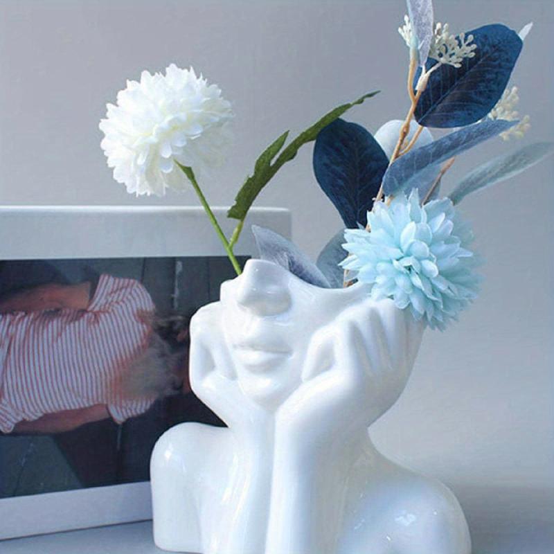Female Head Vase Resin Modern Vase for Home Decor