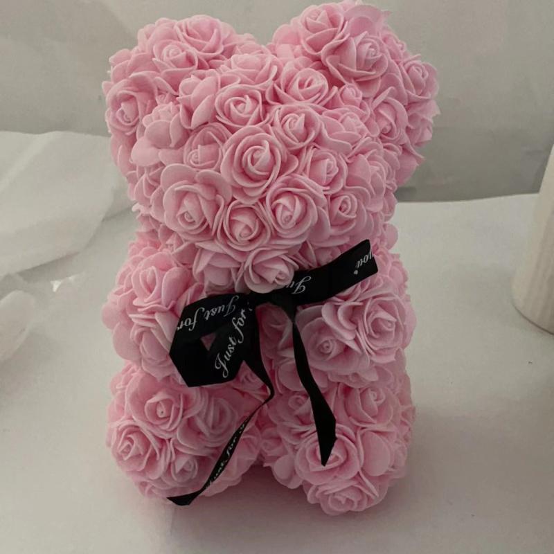 Rose Bear Artificial Foam Flowers for Valentines Mothers Anniversary Wedding