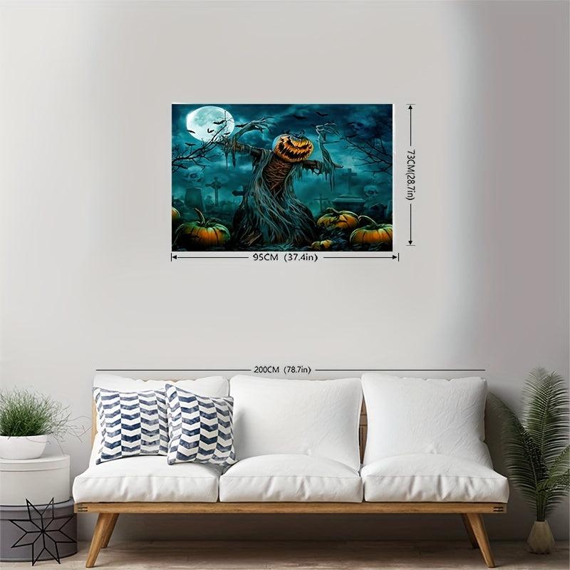 Horror Skeleton Ghost Graveyard Pumpkin Tapestry Wall Hanging
