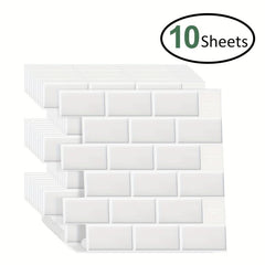 10 Sheets Self-adhesive Subway Tile Stickers Kitchen Anti-splash Stickers
