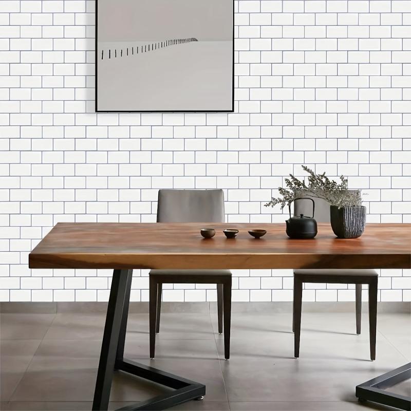 10 Sheets Self-adhesive Subway Tile Stickers Kitchen Anti-splash Stickers