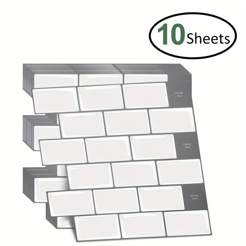 10 Sheets Self-adhesive Subway Tile Stickers Kitchen Anti-splash Stickers