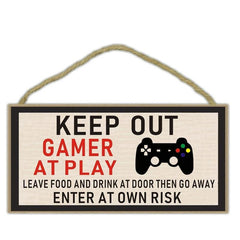 Wooden Plaque 'KEEP OUT GAME AT PLAY ENTER AT OWN RISK' Game Sign