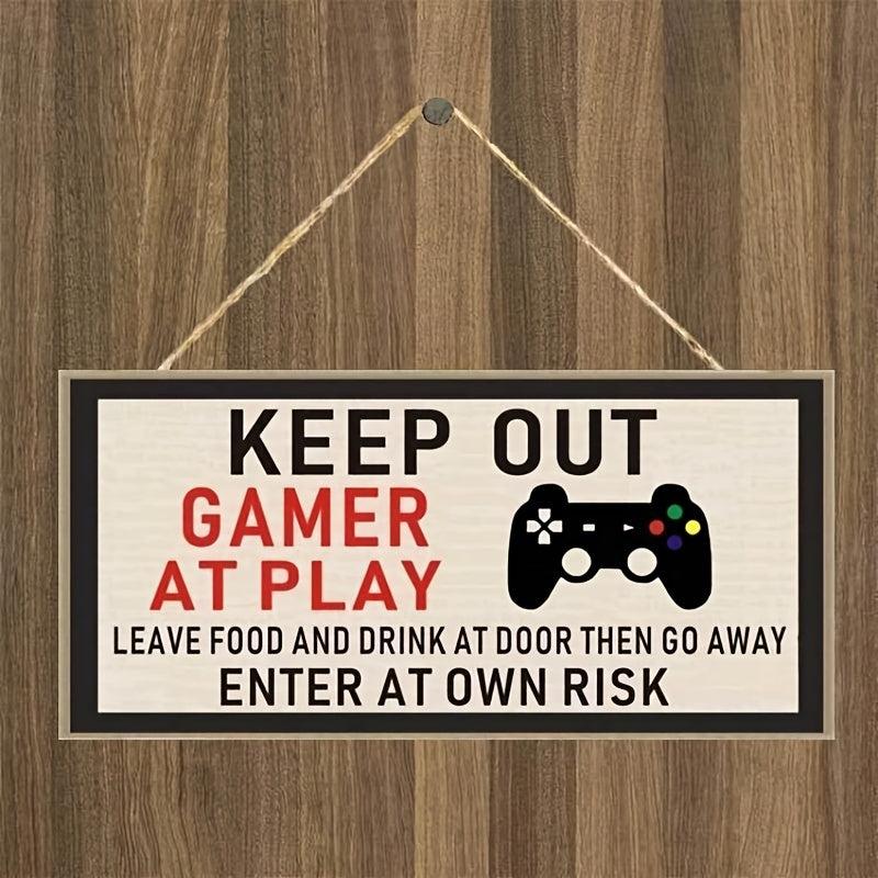 Wooden Plaque 'KEEP OUT GAME AT PLAY ENTER AT OWN RISK' Game Sign