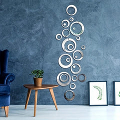 24pcs Mirror Wall Stickers DIY Removable Art Decals Modern Home Decoration