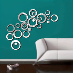 24pcs Mirror Wall Stickers DIY Removable Art Decals Modern Home Decoration