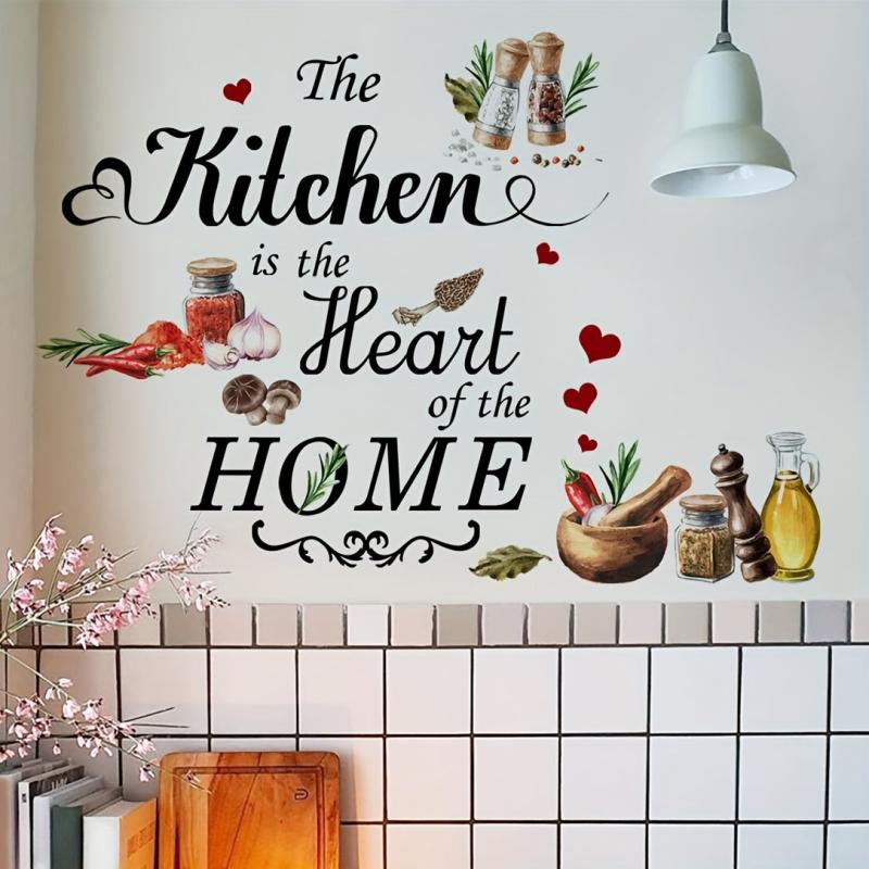 Vegetable Slogan Kitchen Stickers- Butterfly English Wall Stickers