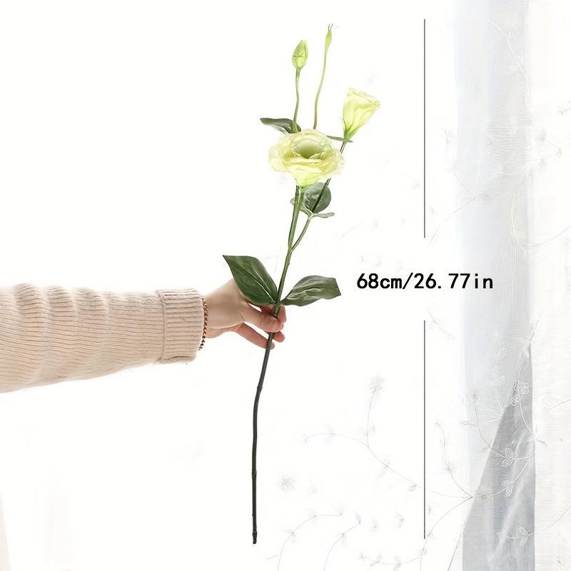 Artificial Eustoma Flowers Silk Cloth 3 Bunches Indoor Decor