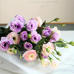 Artificial Eustoma Flowers Silk Cloth 3 Bunches Indoor Decor