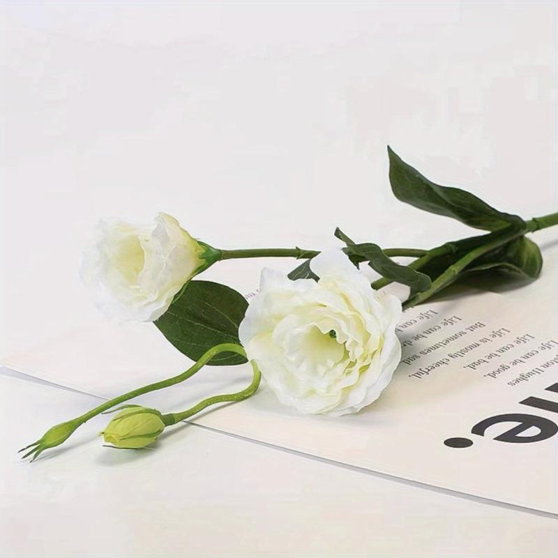 Artificial Eustoma Flowers Silk Cloth 3 Bunches Indoor Decor