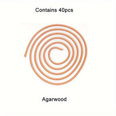 40pcs Natural Sandalwood Coil Traditional Agarwood Home Incense